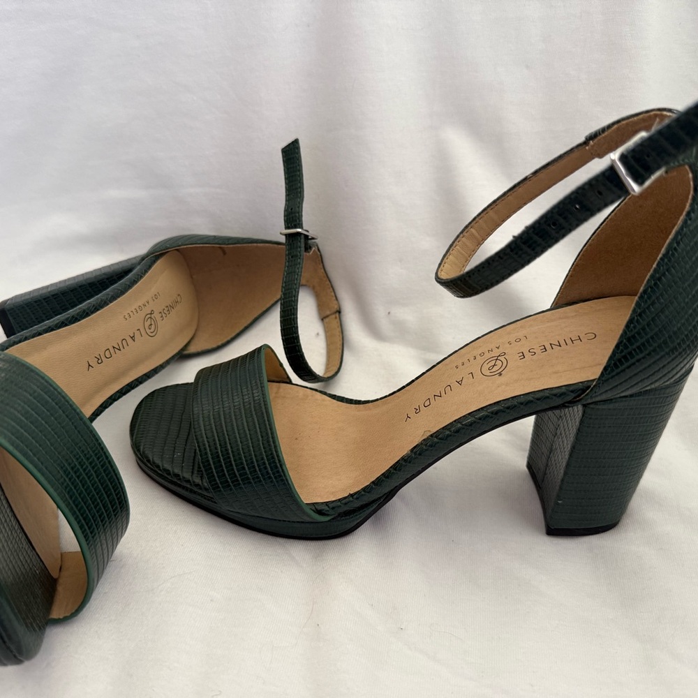 Chinese Laundry Green Block Heel Sandals